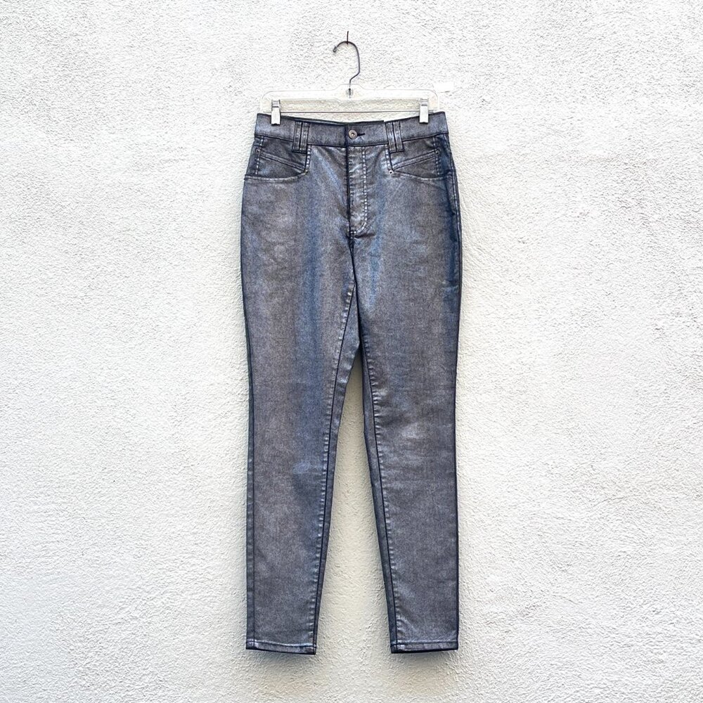 NWT INC International Concepts Metallic Silver Skinny Denim Jeans Size 8